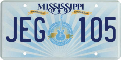MS license plate JEG105