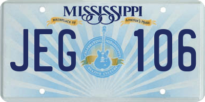 MS license plate JEG106