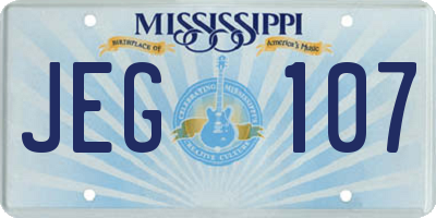 MS license plate JEG107