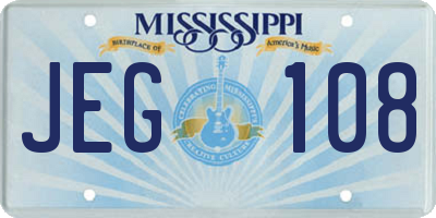 MS license plate JEG108
