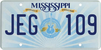 MS license plate JEG109