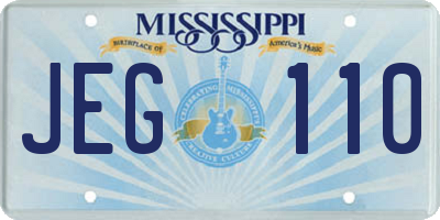 MS license plate JEG110