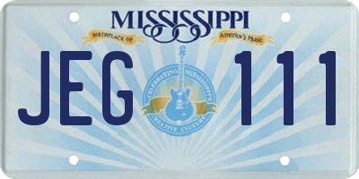 MS license plate JEG111