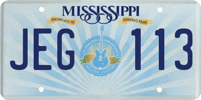 MS license plate JEG113