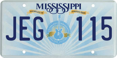 MS license plate JEG115