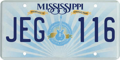 MS license plate JEG116