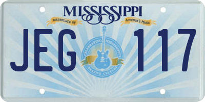 MS license plate JEG117
