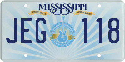 MS license plate JEG118