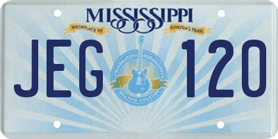MS license plate JEG120