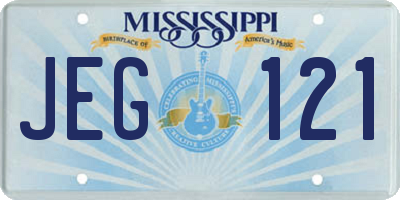 MS license plate JEG121