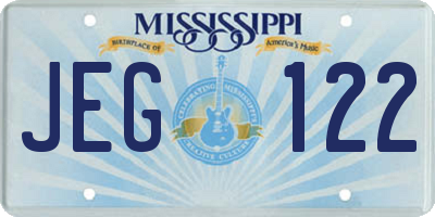 MS license plate JEG122