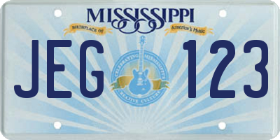 MS license plate JEG123