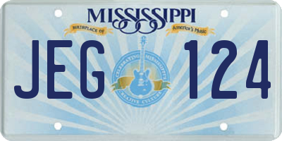 MS license plate JEG124
