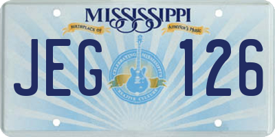 MS license plate JEG126