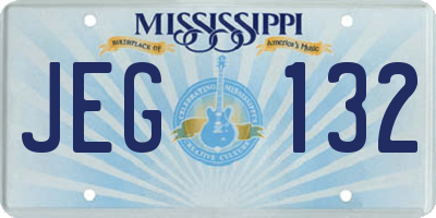 MS license plate JEG132