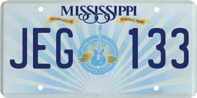 MS license plate JEG133