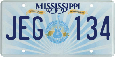 MS license plate JEG134