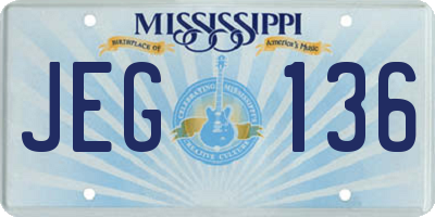 MS license plate JEG136