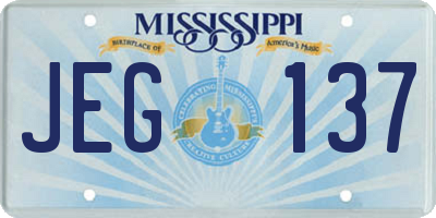 MS license plate JEG137
