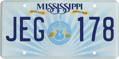 MS license plate JEG178