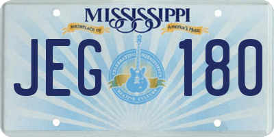 MS license plate JEG180