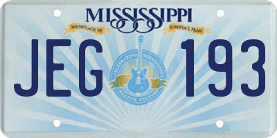 MS license plate JEG193