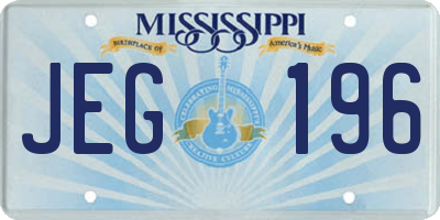 MS license plate JEG196