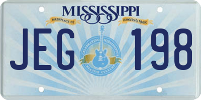 MS license plate JEG198