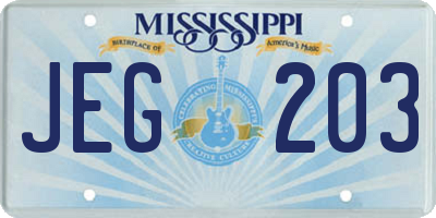 MS license plate JEG203