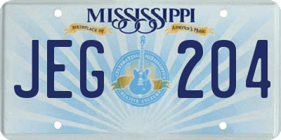 MS license plate JEG204