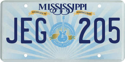 MS license plate JEG205