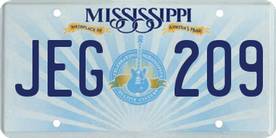 MS license plate JEG209