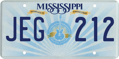 MS license plate JEG212