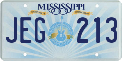 MS license plate JEG213
