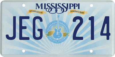 MS license plate JEG214