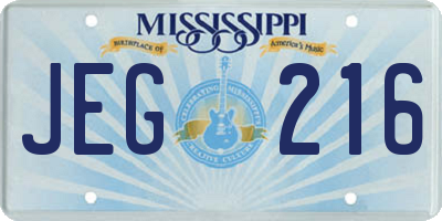 MS license plate JEG216