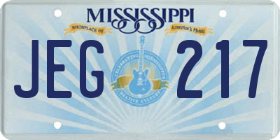 MS license plate JEG217