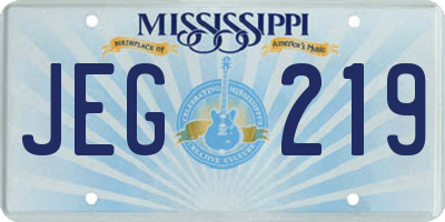 MS license plate JEG219