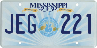 MS license plate JEG221
