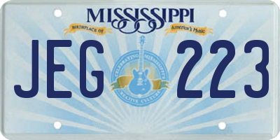 MS license plate JEG223