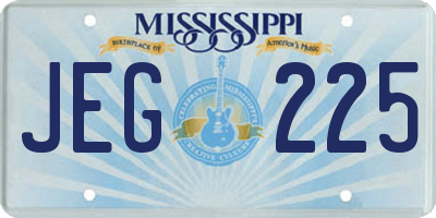 MS license plate JEG225