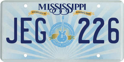 MS license plate JEG226