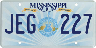 MS license plate JEG227