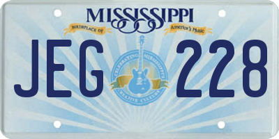 MS license plate JEG228