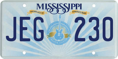 MS license plate JEG230