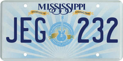 MS license plate JEG232