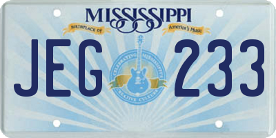 MS license plate JEG233
