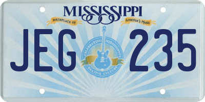MS license plate JEG235