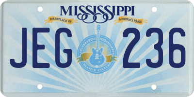 MS license plate JEG236