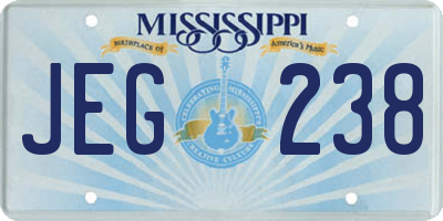 MS license plate JEG238